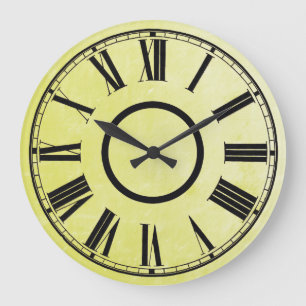 Gult Clock Weasted Effect Roman Nummer Stor Klocka