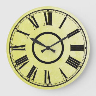Gult Clock Weasted Effect Roman Nummer Stor Klocka