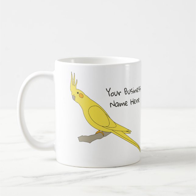 Gult Cockatiel Bird mugg, Anpassningsbar Coffee Mu Kaffemugg (Vänster)