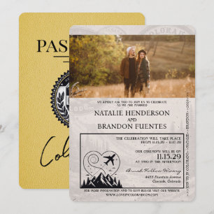 Gult Colorado Passport Bröllop Inbjudningar