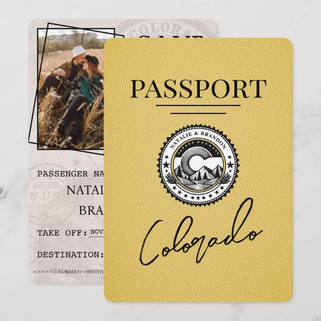 Gult Colorado Passport Spara datum Datumet (Fram/baksida)