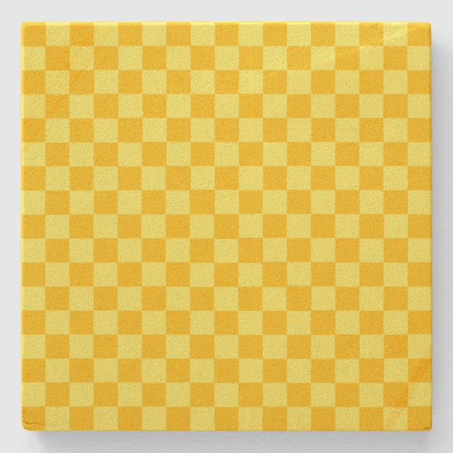 Gult Combination Checkerboard av ShirleyTaylor Underlägg Sten (Framsidan)
