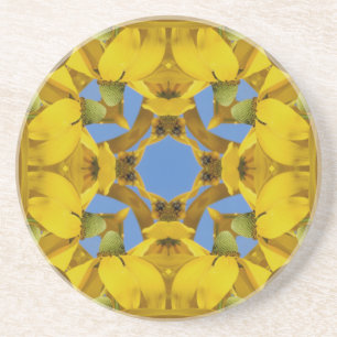 Gult Coneflower Kaleidoscope Blommigt Underlägg Sandsten