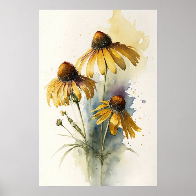Gult Coneflowers Art Print Poster (Framsidan)