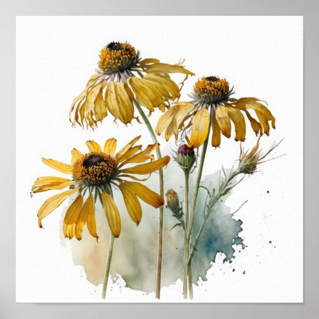 Gult Coneflowers Art Print Poster (Framsidan)