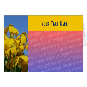 Gult Coneflowers Blommigt Photo Card Hälsningskort