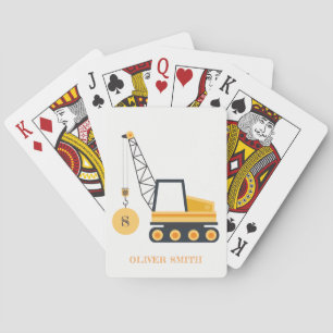 Gult Construction Crane Fordon Monogram Boys Casinokort