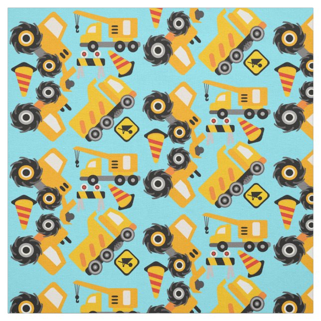 Gult Construction Fordon Fabric Tyg (Provkarta)