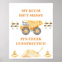 Gult Construction Lastbil Sign Poster