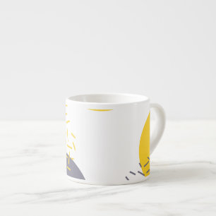 Gult, coola, modern, trendigets geometriska konst espressomugg