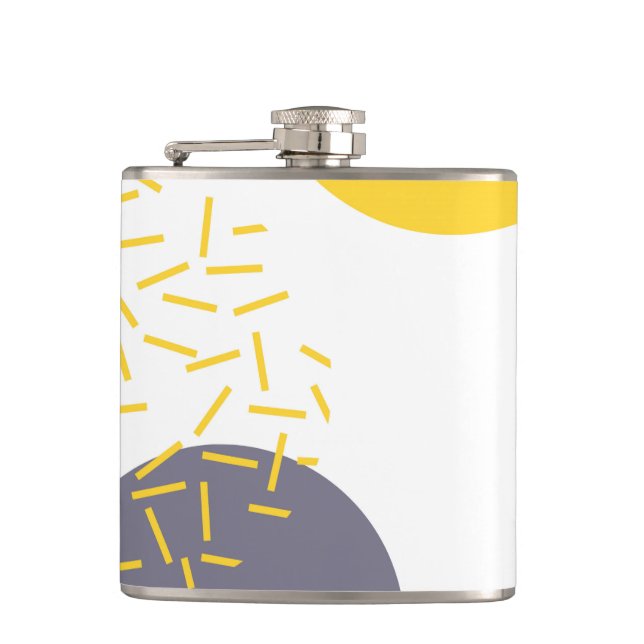 Gult, coola, modern, trendigets geometriska konst fickplunta (Framsidan)