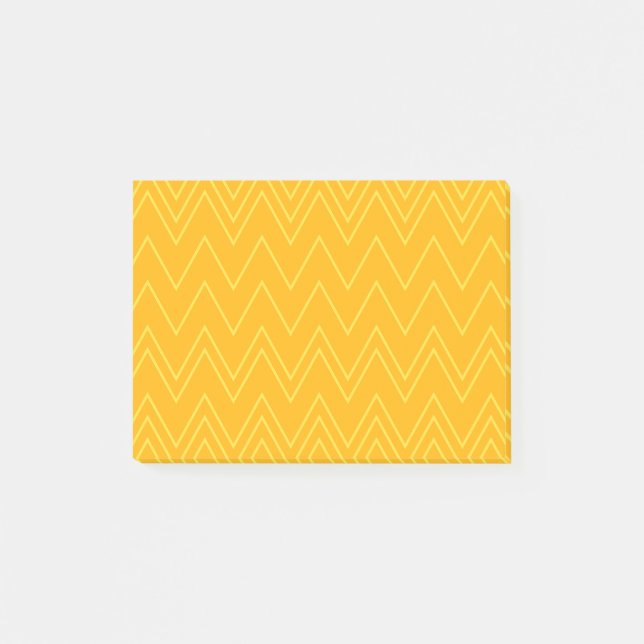 Gult, coola, trendig, modernt, urbana zigzag mönst post-it block (Framsida)