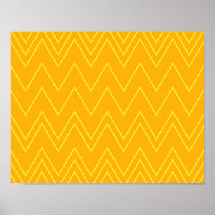 Gult, coola, trendig, modernt, urbana zigzag mönst poster