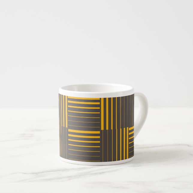 Gult, coola, unikt, trendig, modernt linjer espressomugg (Framsida höger)