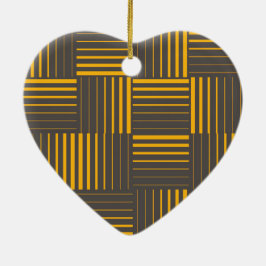 Gult, coola, unikt, trendig, modernt linjer julgransprydnad keramik