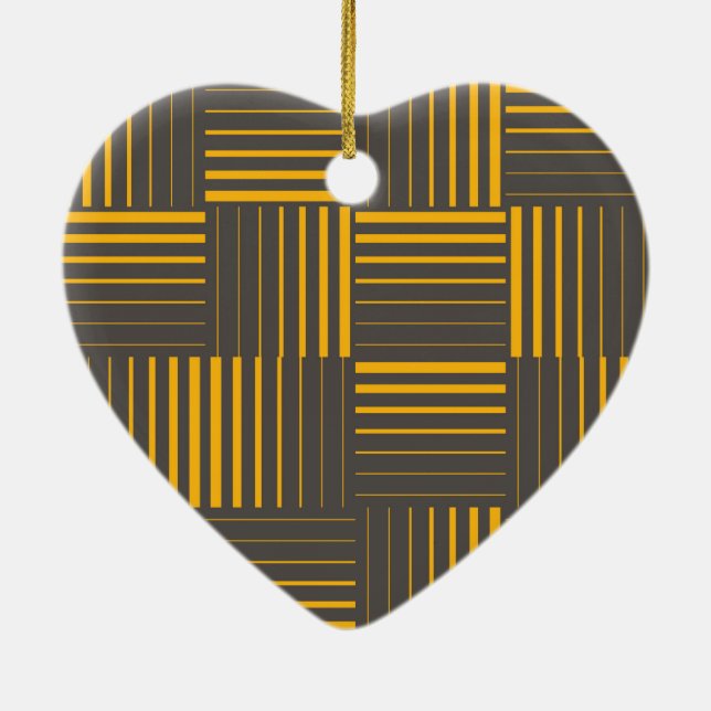 Gult, coola, unikt, trendig, modernt linjer julgransprydnad keramik (Baksidan)