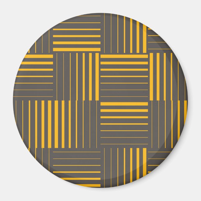 Gult, coola, unikt, trendig, modernt linjer magnet (Framsidan)