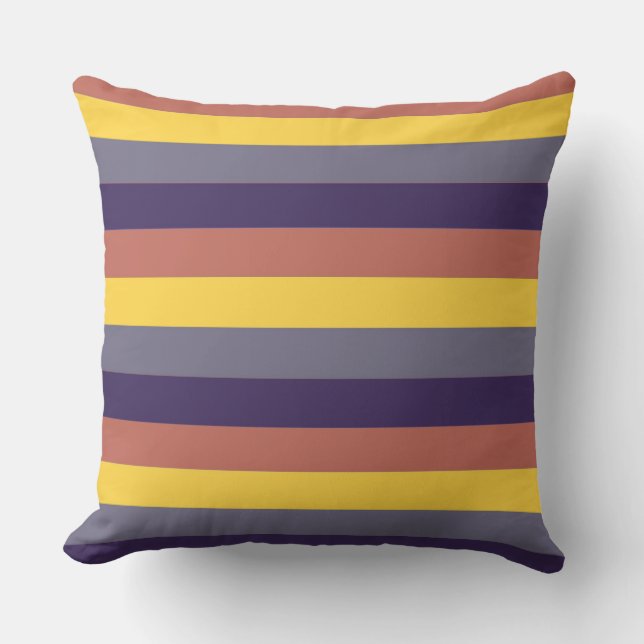 Gult Coral Lila Modern Rand Kudde (Framsida)
