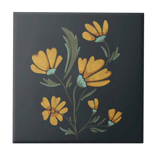 Gult Cosmos Flower Simple Beauty Kakelplatta (Framsidan)