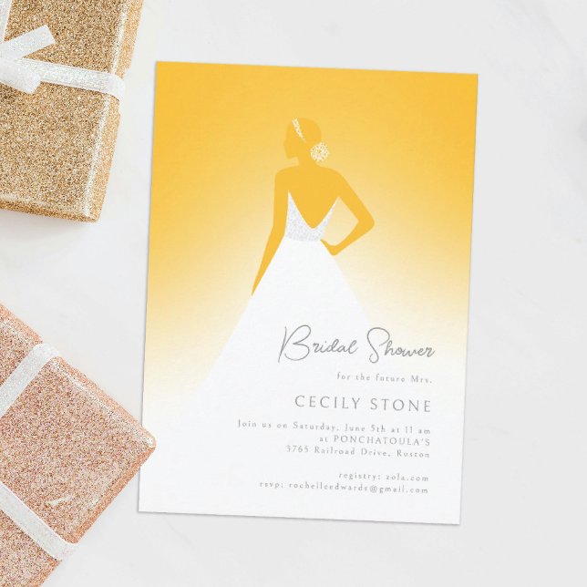 Gult Couture Bröllop Dress Möhippa Inbjudningar (Skapare uppladdad)