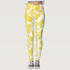 Gult Cow Spots Animal Print Mönster Leggings