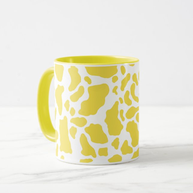 Gult Cow Spots Animal Print Mönster Mugg (Framsida vänster)