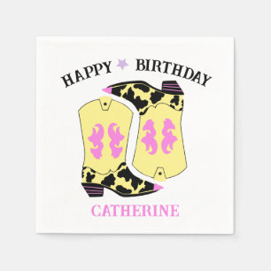 Gult Cowgirl Western Boots Ranch Cowboy Birthday Pappersservett