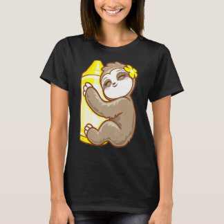 Gult Crayon Coloring Sloth Girls T Shirt