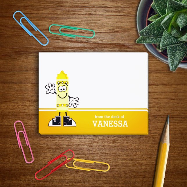 Gult Crayon Personlig Post-it Block (Skapare uppladdad)