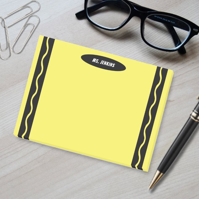 Gult Crayon Teacher School Student Classroom Post-it Block (Yellow Crayon Teacher School Student Classroom Post-it Notes)