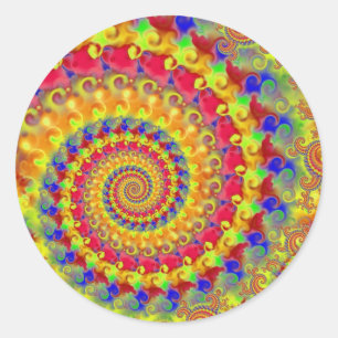 Gult Crazy Fractal Runt Klistermärke