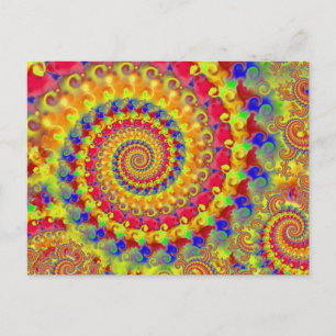 Gult Crazy Fractal Vykort