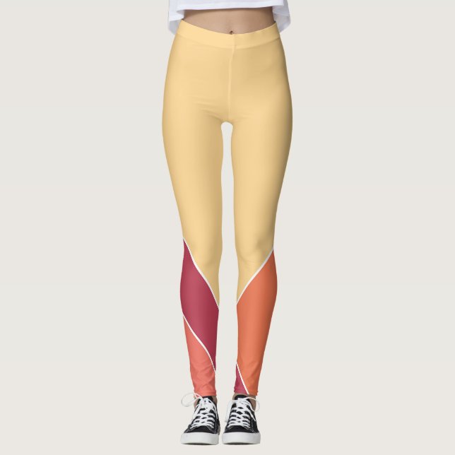 Gult Creamsicle Citrus Elegant Sommar Leggings (Framsida)