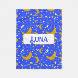 Gult Crescent Måne-skjutraketer för stjärnor Fleecefilt