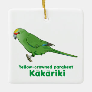 Gult Crowned Kakariki Julgransprydnad Keramik