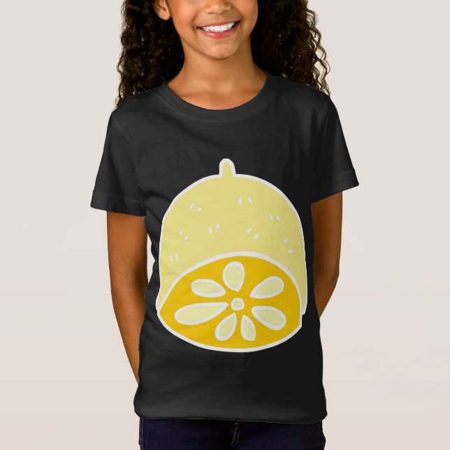 Gult Cute Food Lemon Fruit Tecknad Kawaii Anime T Shirt (Framsida)