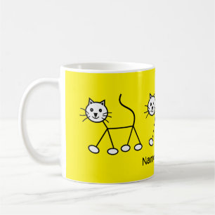 Gult Cute Kärlek Cats Kärlek Strängande Tecknad Kaffemugg