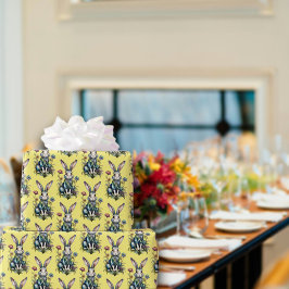 Gult Cute Watercolor Bunny Blommigt Påsk Presentpapper