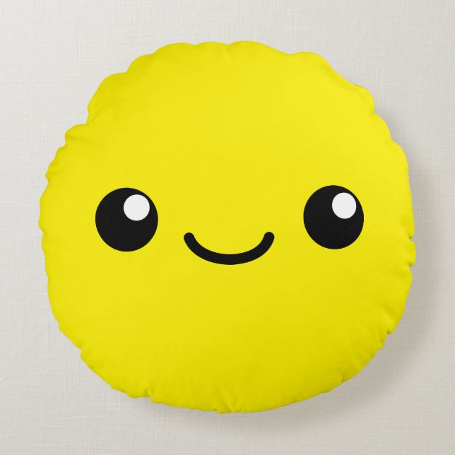 Gult cutie rund kudde (Framsidan)