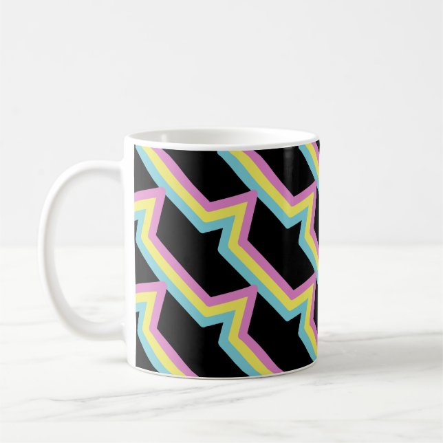 Gult Cyan Magenta stripe Kaffemugg (Vänster)