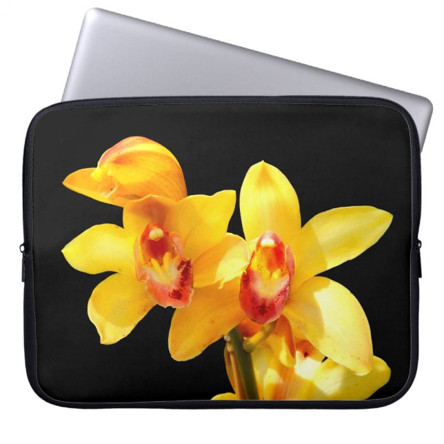 Gult Cymbidium Orchid bärbar dator Fodral (Framsidan)
