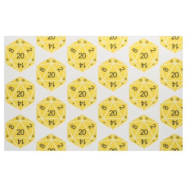 Gult D20 Dice Fabric Tyg (Fat Quarter)