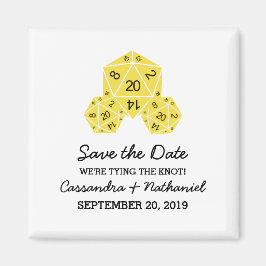 Gult D20 Dice Spara datum magneter