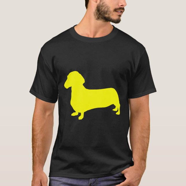 Gult Dachshund Silhouette T Shirt (Framsida)