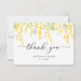 Gult Daety Vild Flowers Mimosa Rustic Bröllop Tack Kort