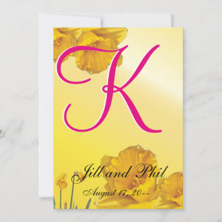 Gult Daffodil 3d Monogram Inbjudningar