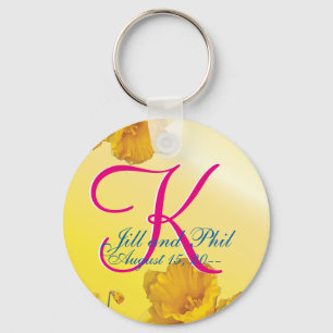 Gult Daffodil 3d Monogram Nyckelring