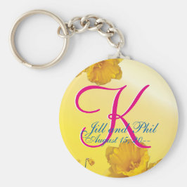 Gult Daffodil 3d Monogram Nyckelring