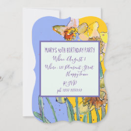 Gult Daffodil Blommigt 40:e födelsedagsinbjudan Inbjudningar