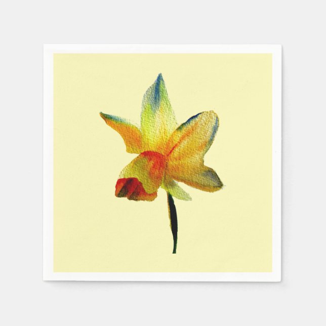 Gult Daffodil blommigt Art Homeware Pappersservett (Framsidan)